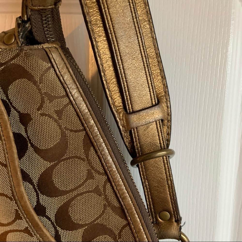 Coach Suede Leather Jacquard Logo Purse Handbag - Picture 6 of 9